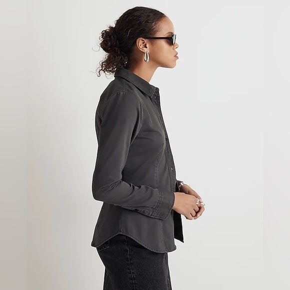 Madewell Darted Button Up Shirt (Re)generative Chino Size 16 Gray Fitted Cotton - Picture 3 of 11